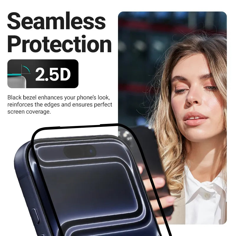 Crong EasyShield 2-Pack – Grūdintas stiklas skirtas iPhone 17e / 16e / 14 / 13 / 13 Pro (2 vnt.)