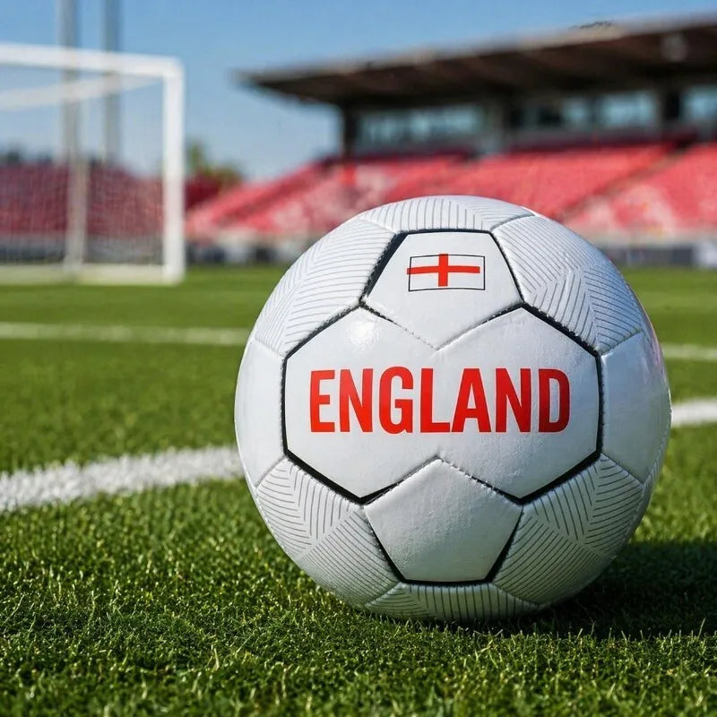 Anglijos futbolo treniruočių kamuolys, 32 panelės, 5 dydis (baltas/raudonas)