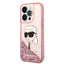 Karl Lagerfeld Liquid Glitter NFT Karl's Head – dėklas iPhone 14 Pro (rožinis)