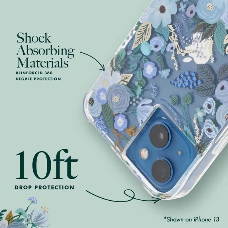 Rifle Paper Clear – dėklas iPhone 14 Plus (Garden Party Blue)