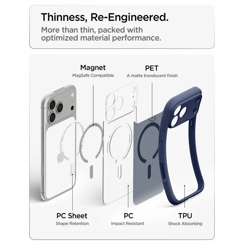 Spigen Ultra Hybrid Mag MagSafe – dėklas, skirtas iPhone 18 Pro Max / 17 Pro Max (Frost Deep Blue)