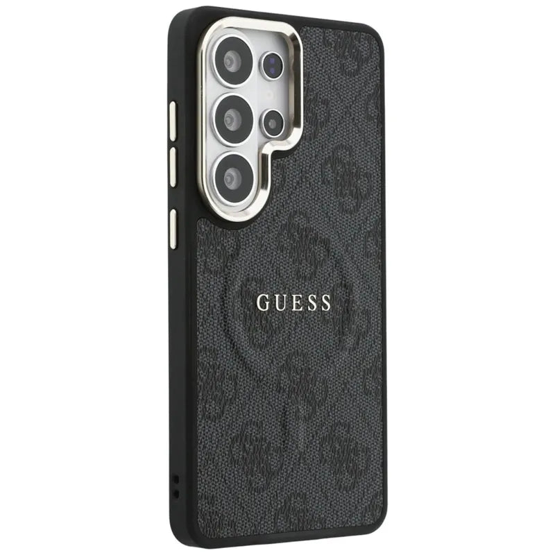 Guess 4G Embossed Ring MagSafe – dėklas Samsung Galaxy S26 Ultra telefonui (juodas)