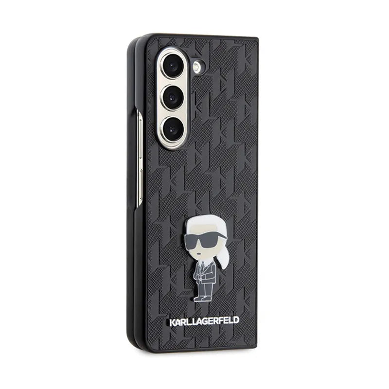 Karl Lagerfeld NFT Saffiano Monogram Ikonik Pin – dėklas Samsung Galaxy Z Fold 5 (juodas)