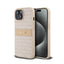 DKNY Leather Mono Stripe & Metal Logo – dėklas iPhone 15 / 14 / 13 (rožinis)