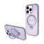 Dėklas Guess Ring Stand Script Glitter MagSafe – iPhone 15 Pro (violetinis)