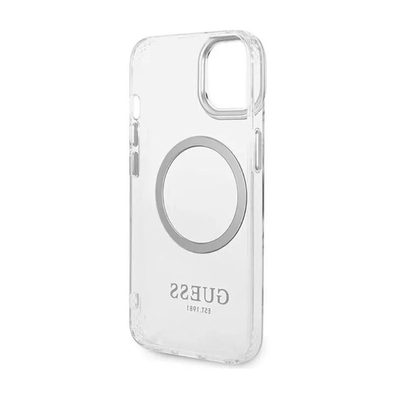 Guess Metal Outline MagSafe – dėklas iPhone 14 Plus (skaidrus)