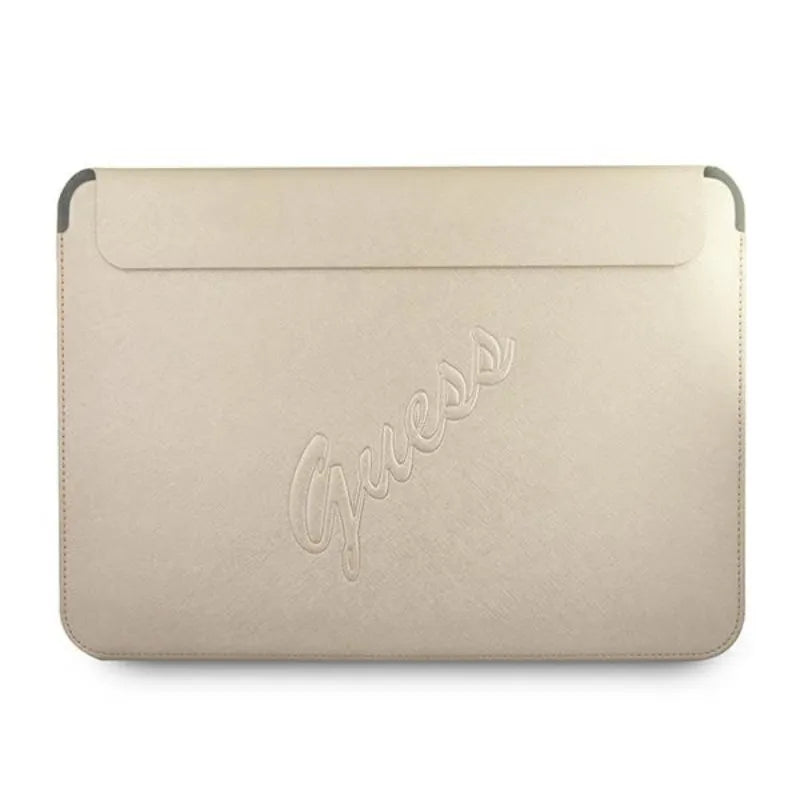 Guess Saffiano Script nešiojamojo kompiuterio dėklas - 13" (auksinis)