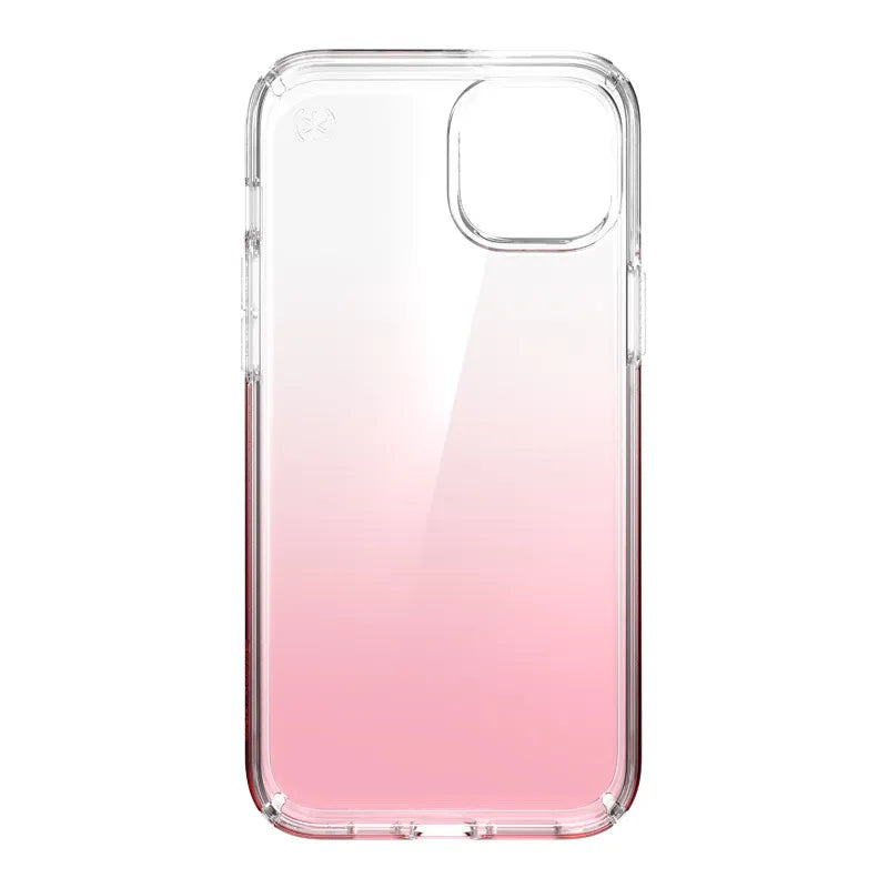 Speck Presidio Perfect-Clear + Ombre - iPhone 15 Plus / 14 Plus dėklas su MICROBAN danga (Skaidrus / Vintage Rose Fade)