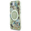 Guess IML Metal Glitter Flowers Triangle MagSafe – dėklas iPhone 16e telefonui (žalias)
