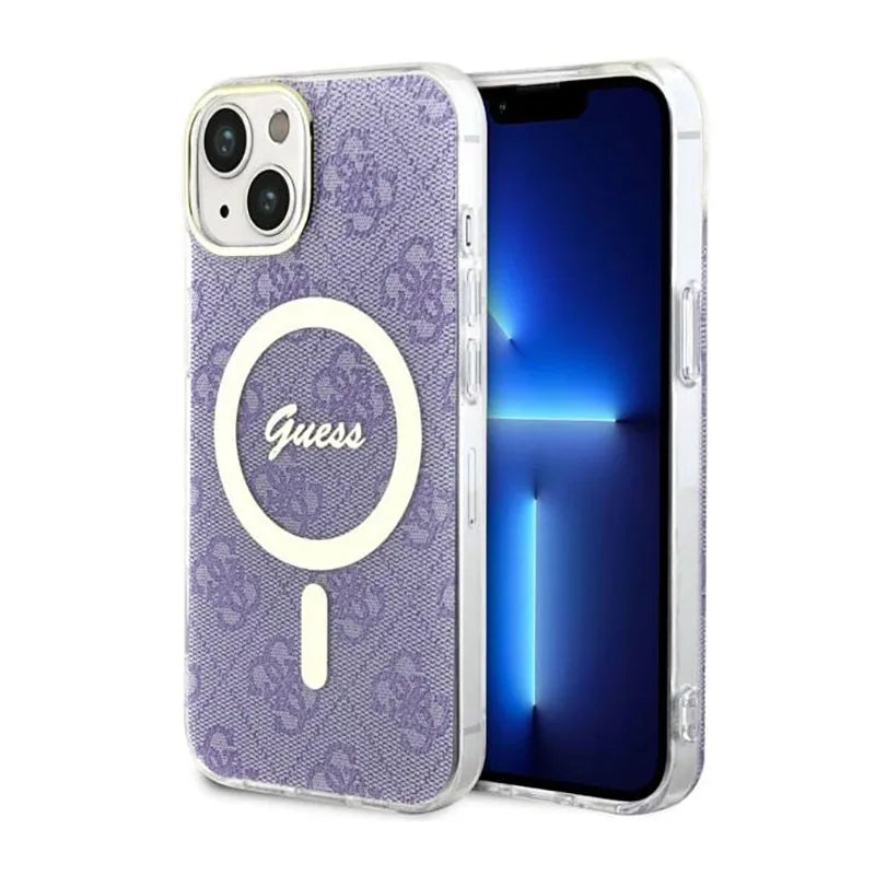 Guess 4G MagSafe – dėklas iPhone 14 (purpurinis)