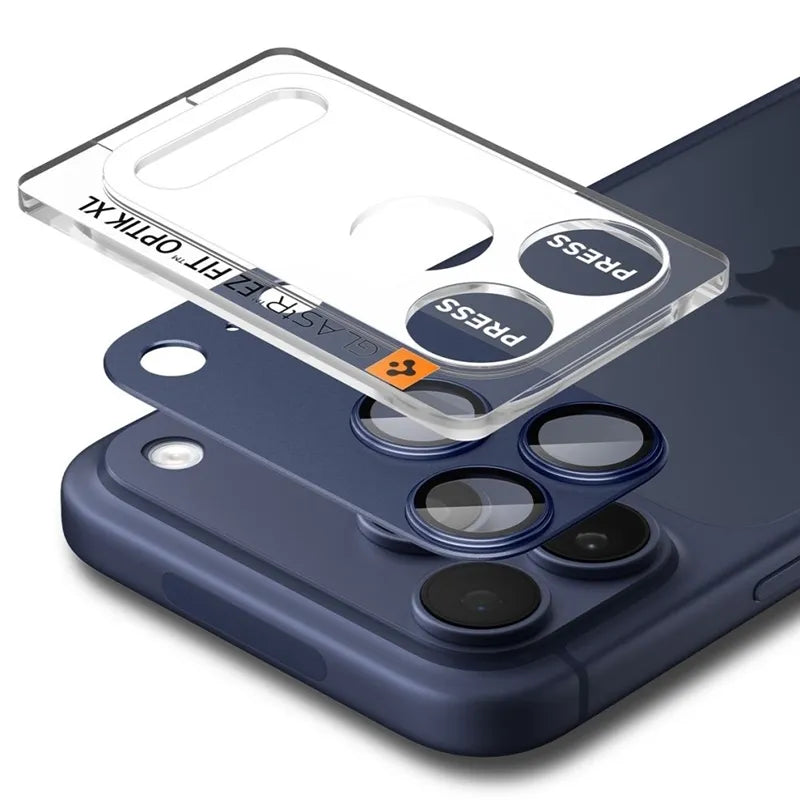 Spigen Optik Pro XL Glas.TR EZ Fit – iPhone 17 Pro kameros apsauginis stiklas (mėlynas)