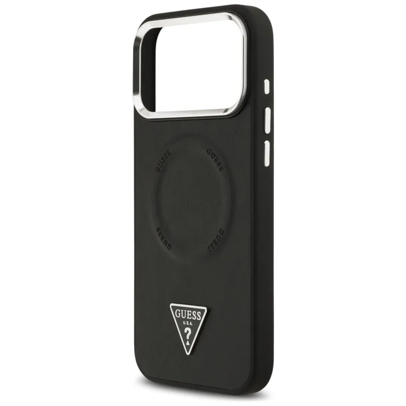 Guess Triangle Logo MagSafe – Dėklas iPhone 17 Pro (Juodas)
