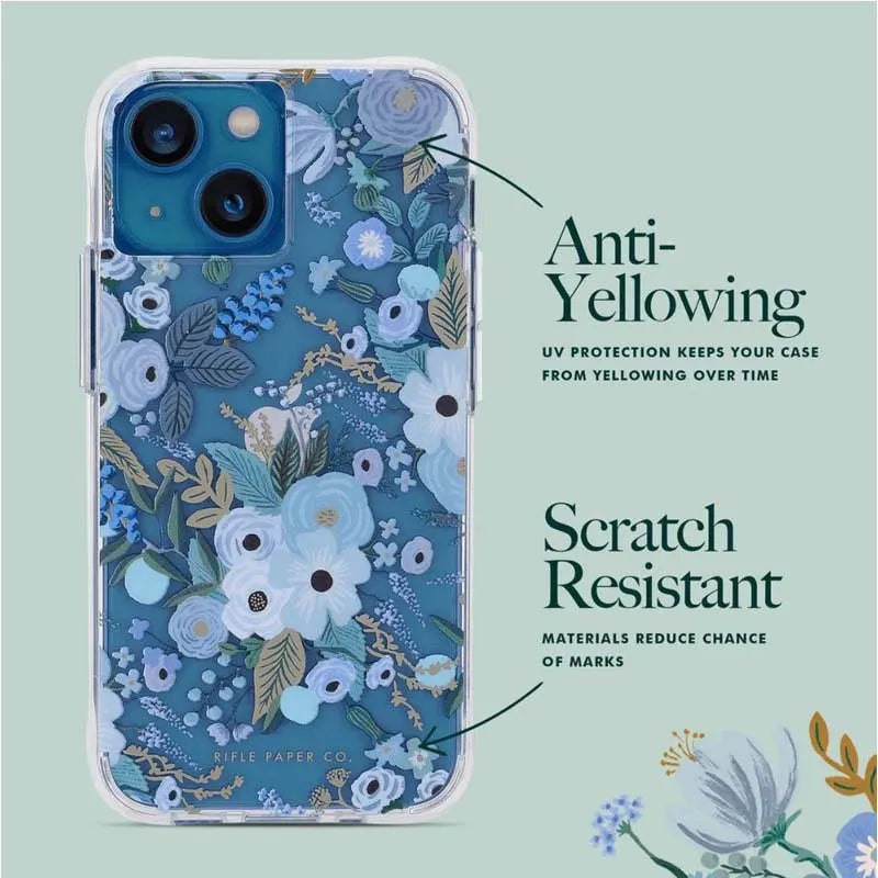 Rifle Paper Clear – dėklas iPhone 14 Plus (Garden Party Blue)