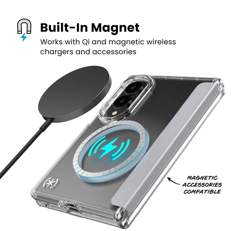Speck Presidio Perfect-Clear Magnet – MagSafe dėklas, skirtas Samsung Galaxy Z Fold 8 (skaidrus)