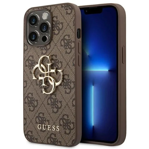Dėklas Guess 4G Big Metal Logo skirtas iPhone 14 Pro (rudas)