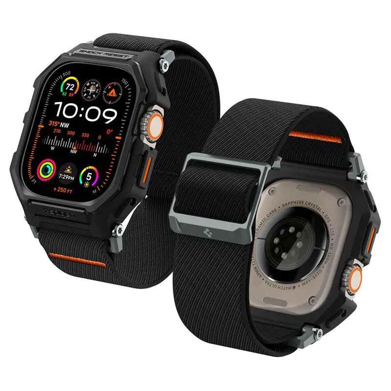 Spigen Lite Fit „Pro“ – dėklas su dirželiu, skirtas Apple Watch Ultra 1/2 49 mm (matinė juoda)