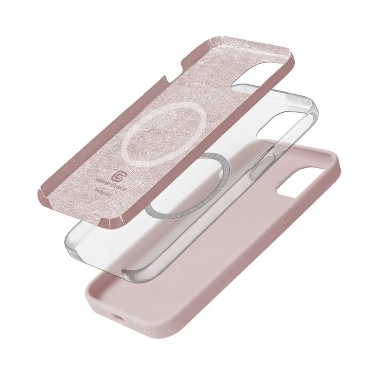 Crong Color Cover Magnetic - iPhone 15 MagSafe dėklas (smėlio spalvos rožinis)