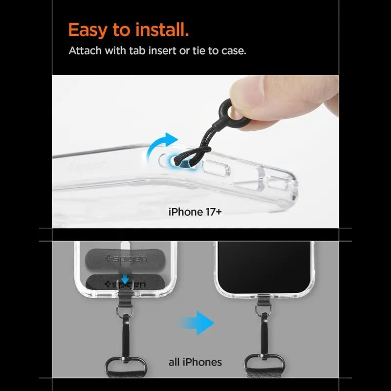Spigen DA30M Lanyard Strap Crossbody – universalus telefono dirželis / virvelė (juodas)