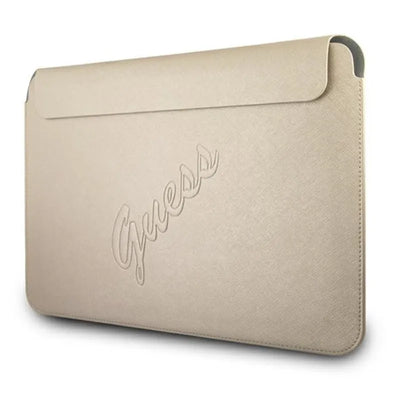 Guess Saffiano Script nešiojamojo kompiuterio dėklas - 13" (auksinis)