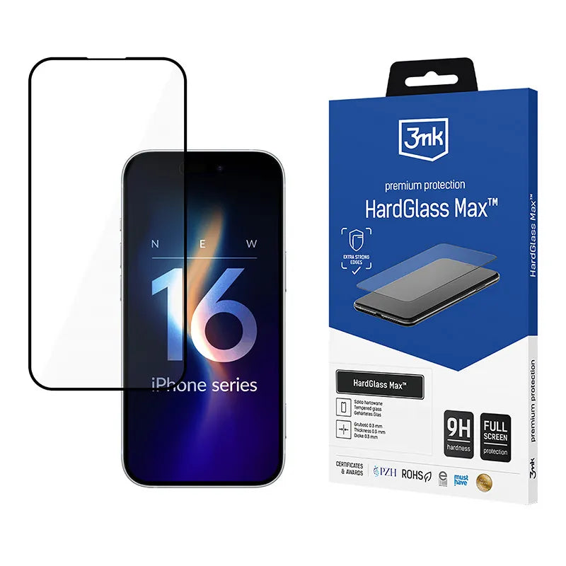 3mk HardGlass Max – Grūdintas stiklas iPhone 16 Pro Max (juodas)