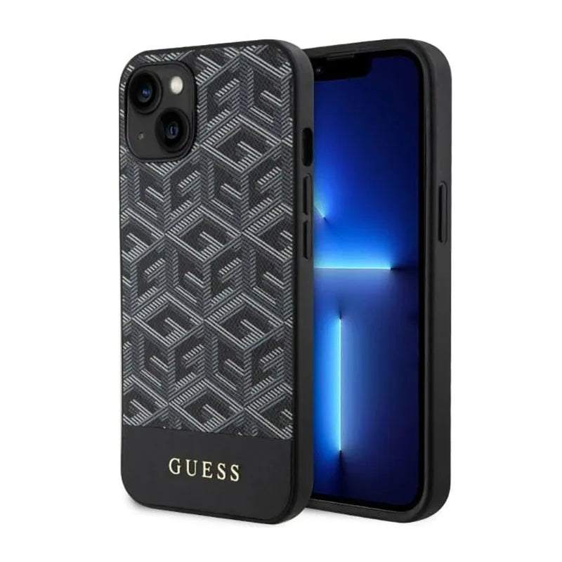 Guess GCube Stripes MagSafe – dėklas iPhone 14 (juodas)