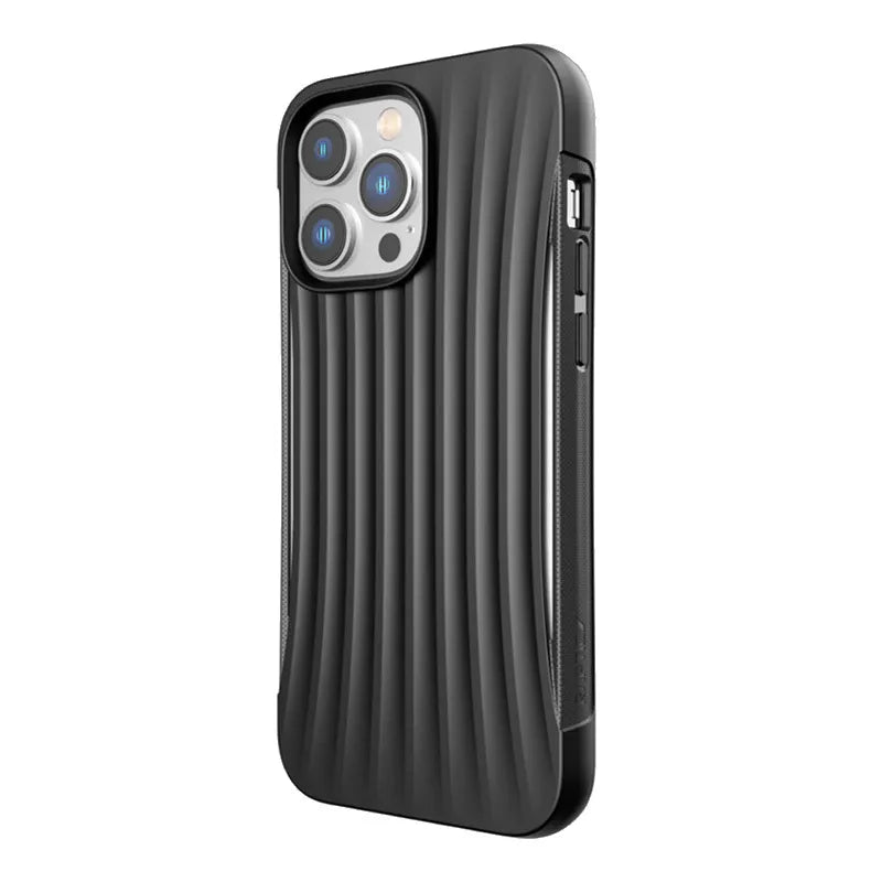 X-Doria Raptic Clutch – Biologiškai skaidus dėklas, skirtas iPhone 14 Pro Max (atlaikė kritimą iš 3m) (juodas)