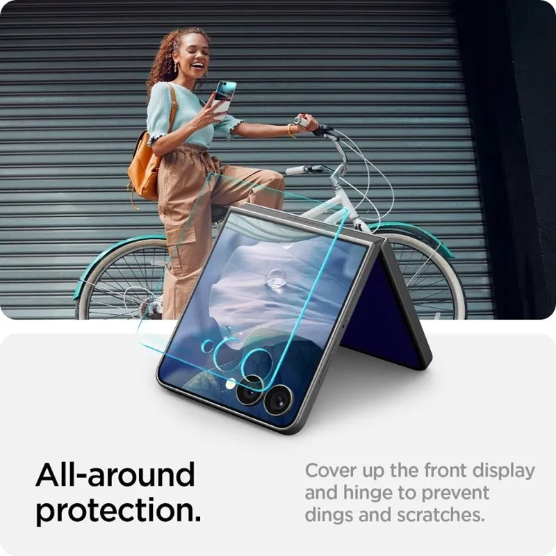 Spigen GLAS.TR EZ Fit HD – grūdintas stiklas Samsung Galaxy Z Flip 7 telefonui