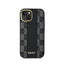 DKNY Leather Checkered Mono Pattern MagSafe – dėklas iPhone 15 / 14 / 13 (juodas)