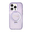 Dėklas Guess Ring Stand Script Glitter MagSafe – iPhone 15 Pro (violetinis)