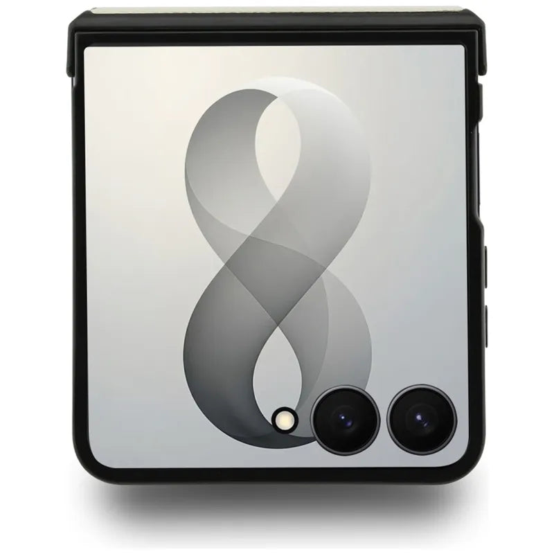 Guess Magnetic Ring Stand Grained Classic Logo MagSafe – Samsung Galaxy Z Flip 8 dėklas (smėlio spalvos)