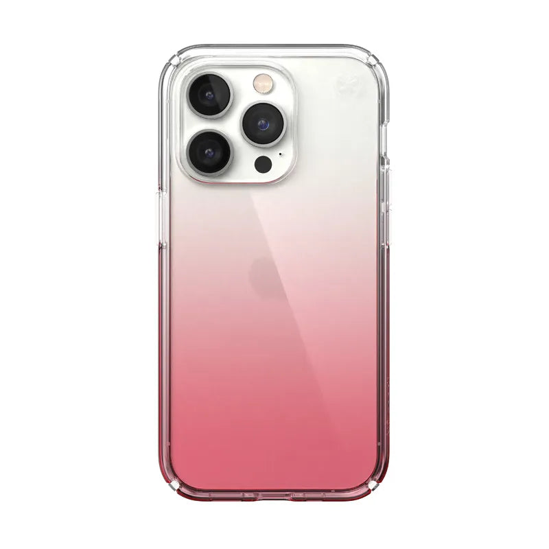 Speck Presidio Perfect-Clear + Ombre – iPhone 14 Pro dėklas su MICROBAN danga (skaidrus / Vintage Rose Fade)