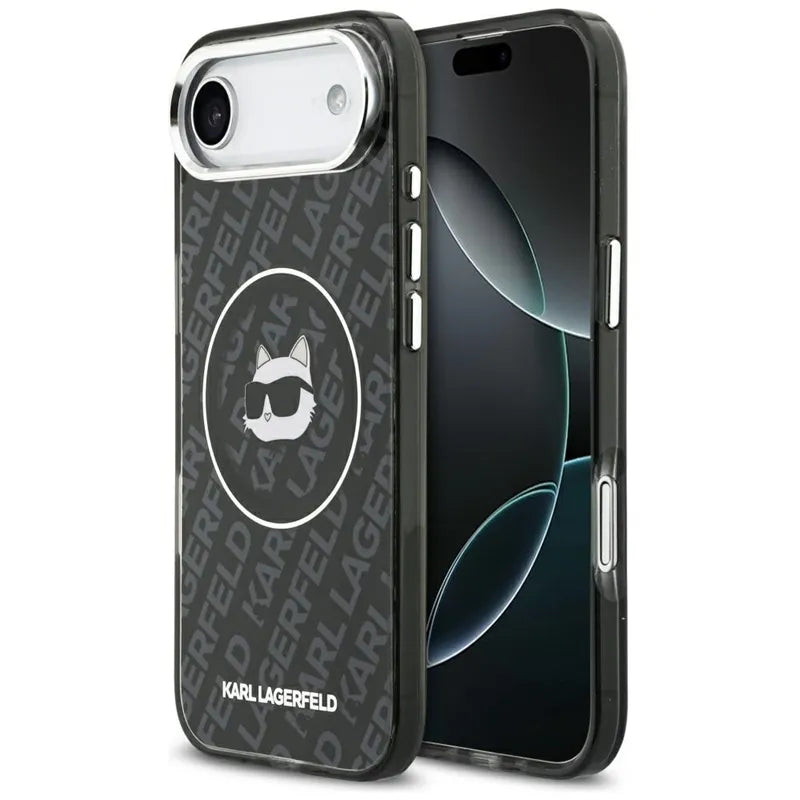 Karl Lagerfeld IML Choupette Head Logo MagSafe – dėklas iPhone Air (juodas)