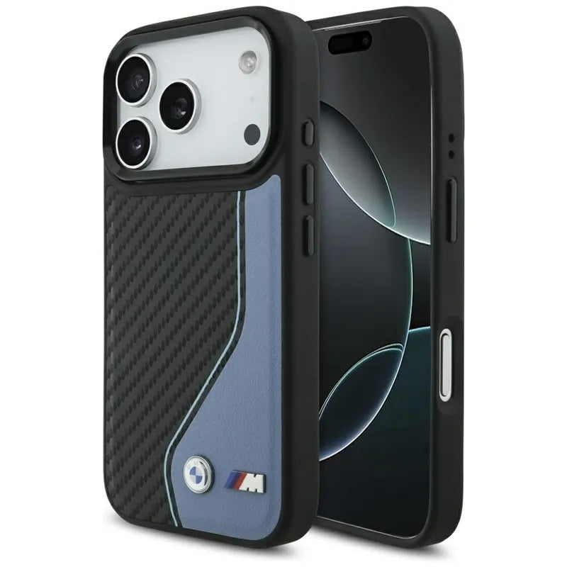 BMW M Carbon Logo MagSafe – Dėklas iPhone 17 Pro (mėlynas)