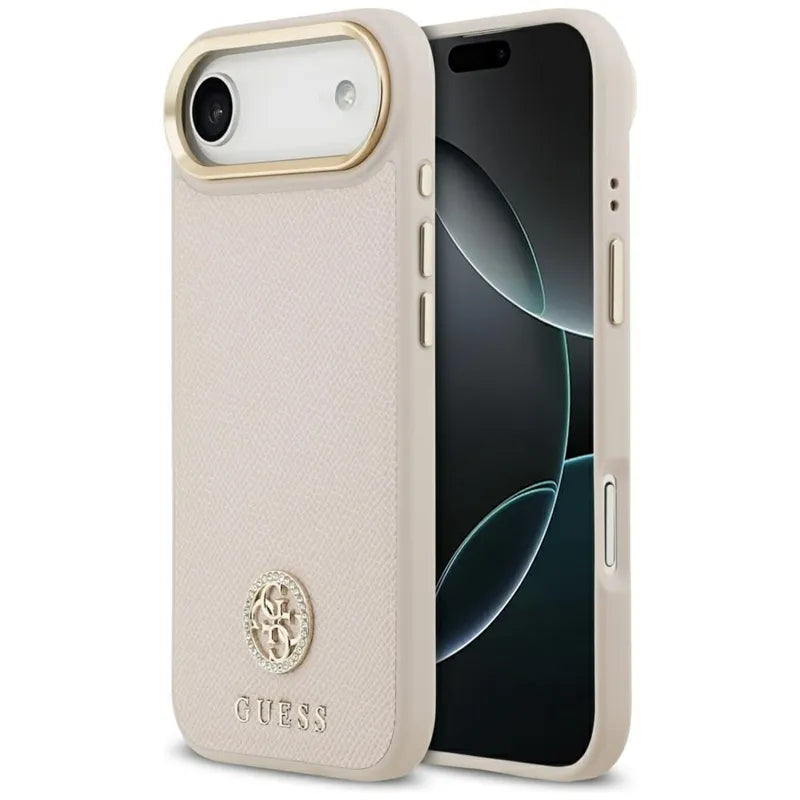 Guess Grained Strass Logo MagSafe – Dėklas iPhone Air (rožinis)