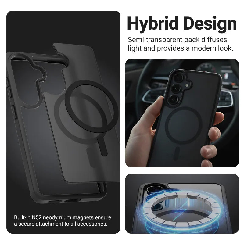 Crong Hybrid Matte Magnetic – MagSafe dėklas Samsung Galaxy A57 (levandos spalvos)