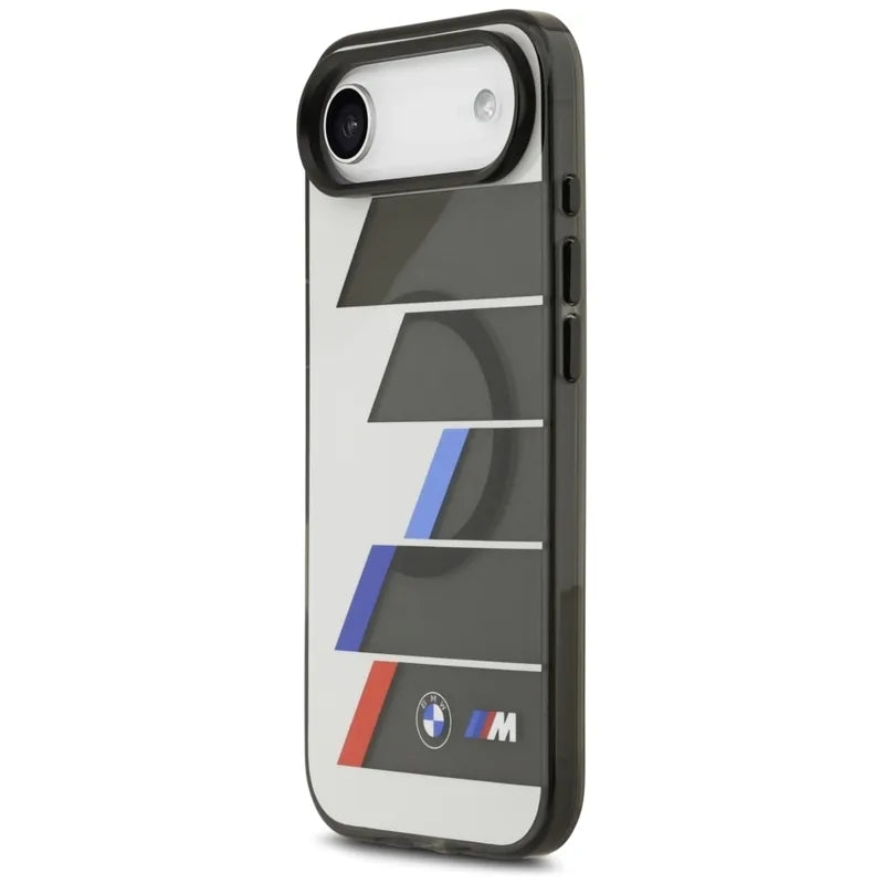BMW M IML Metal Buttons Tricolor Lines MagSafe – dėklas iPhone Air (antracito spalvos)