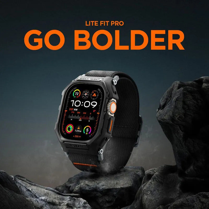 Spigen Lite Fit „Pro“ – dėklas su dirželiu, skirtas Apple Watch Ultra 1/2 49 mm (matinė juoda)