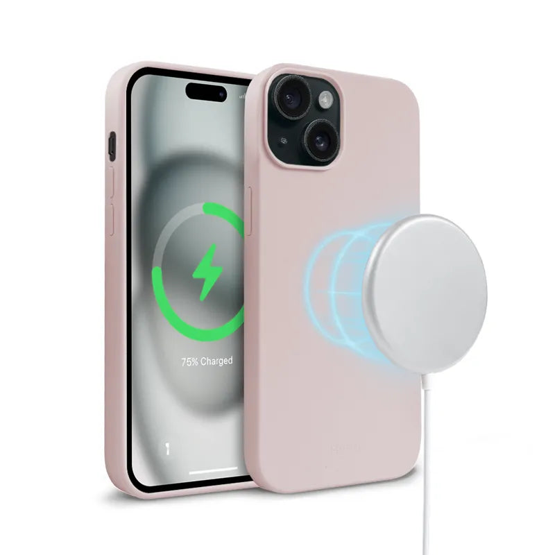 Crong Color Cover Magnetic - iPhone 15 MagSafe dėklas (smėlio spalvos rožinis)