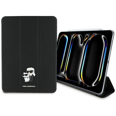 Karl Lagerfeld Book Cover Saffiano Magnetic Karl & Choupette dėklas iPad Pro 11“ M4 (2024) (juodas)