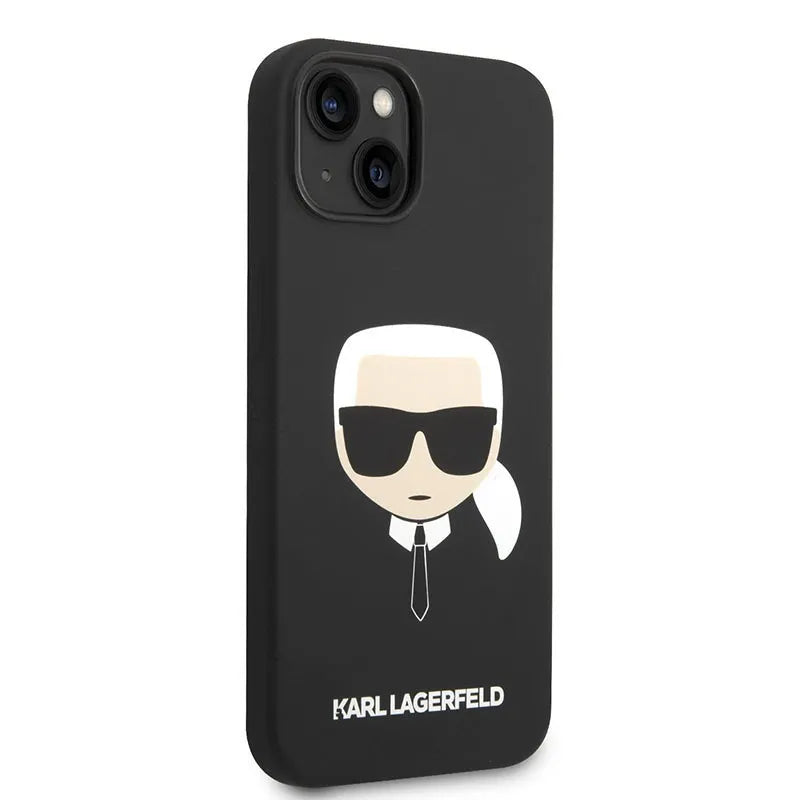 Karl Lagerfeld Silicone Ikonik Karl's Head MagSafe – dėklas iPhone 14 Plus telefonui (juodas)