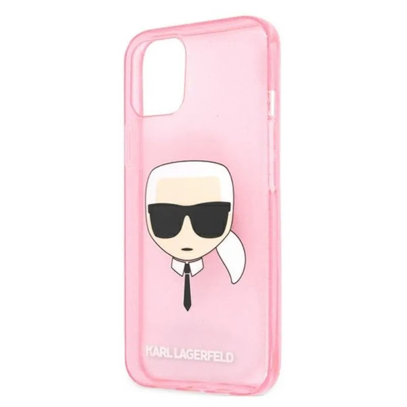 Karl Lagerfeld Karl’s Head Glitter – dėklas iPhone 13 Mini (rožinis)
