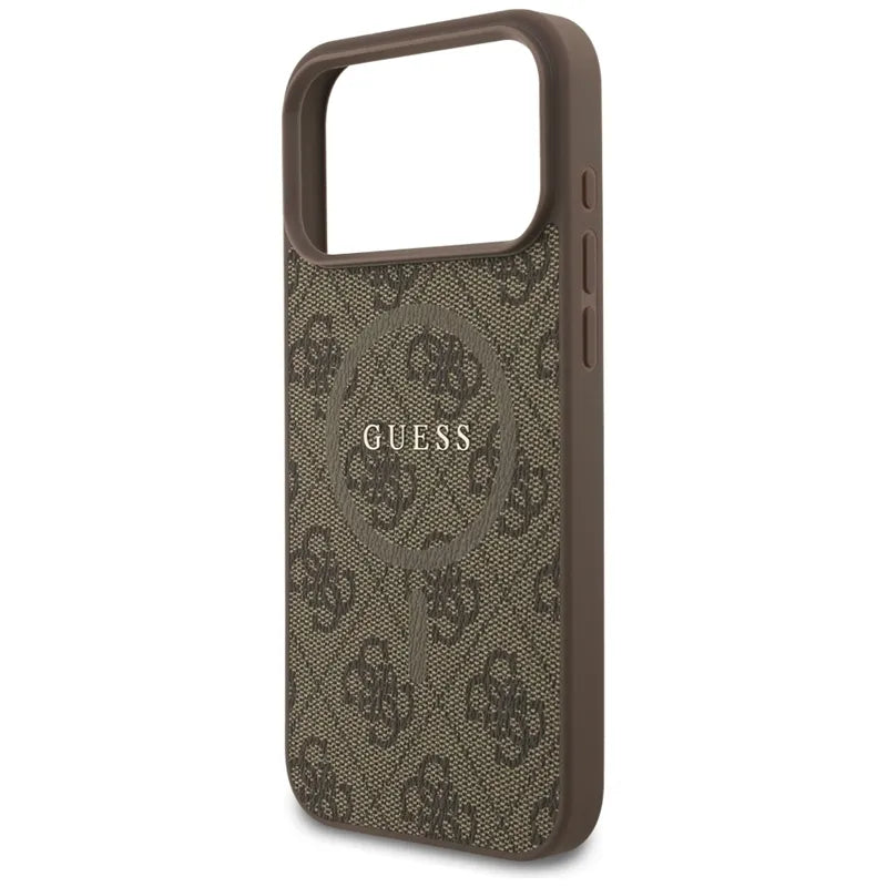 Guess 4G Ring Classic Logo MagSafe – dėklas iPhone 17 Pro Max (rudos spalvos)