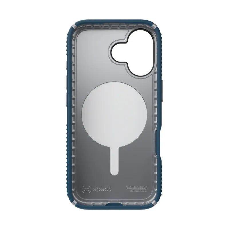 Speck Presidio2 Grip MagSafe – „iPhone 17“ dėklas („Deep Sea“ / sidabrinė metalo spalva)