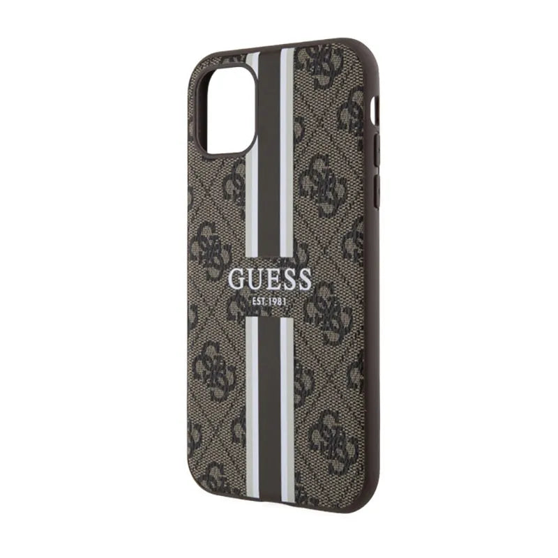 Guess 4G Printed Stripes MagSafe – Dėklas iPhone 11 (Rudas)