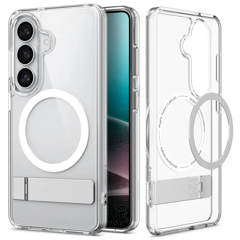 Spigen Ultra Hybrid S Mag MagSafe – dėklas Samsung Galaxy S26 (skaidrus/baltas)
