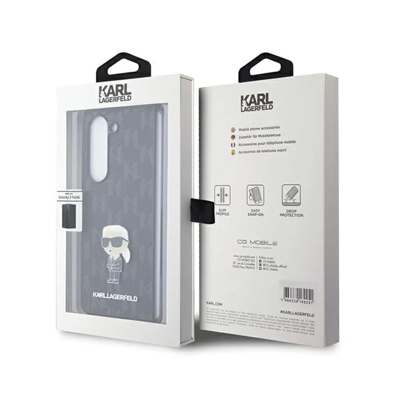 Karl Lagerfeld NFT Saffiano Monogram Ikonik Pin – dėklas Samsung Galaxy Z Fold 5 (juodas)