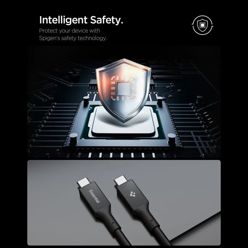 Spigen EB24012CC Essential – USB-C į USB-C PD laidas 240W 1,2m (juodas)