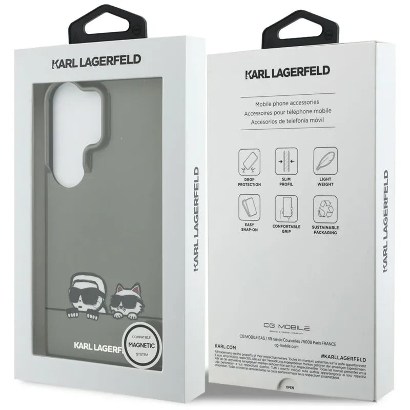 Karl Lagerfeld IML Peekaboo Karl & Choupette MagSafe – dėklas Samsung Galaxy S26 Ultra (juodas)