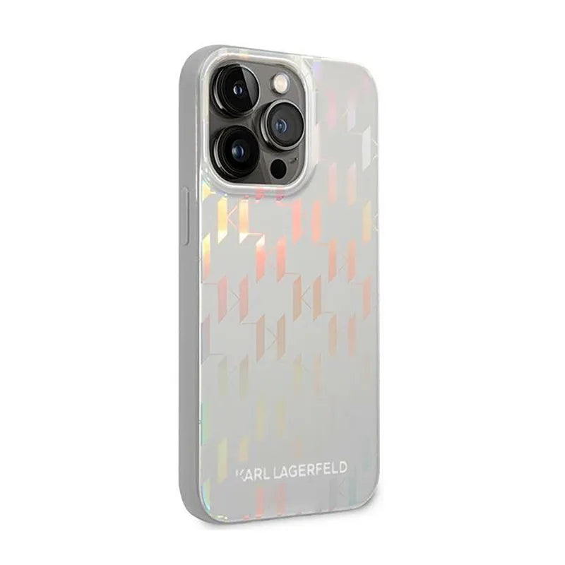 Karl Lagerfeld Monogram Iridescent - Dėklas, skirtas iPhone 14 Pro (sidabrinis)