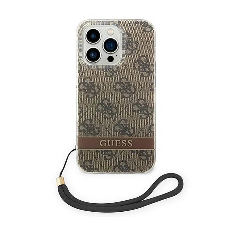 Guess 4G Print Cord - Dėklas iPhone 14 Pro (Rudas)
